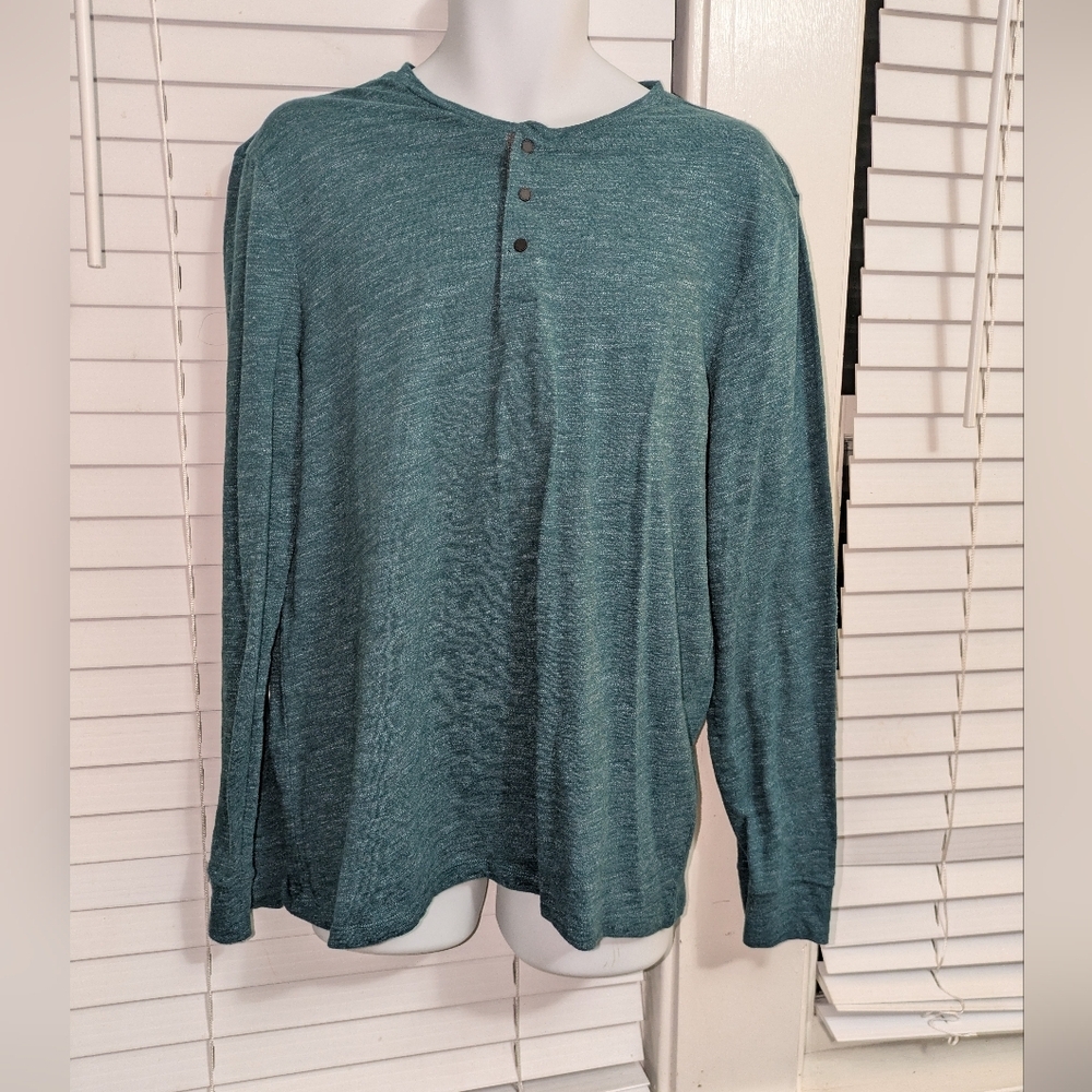 Marc Anthony Luxury Mens Teal Green Long Sleeve Tee GUC Size XL
